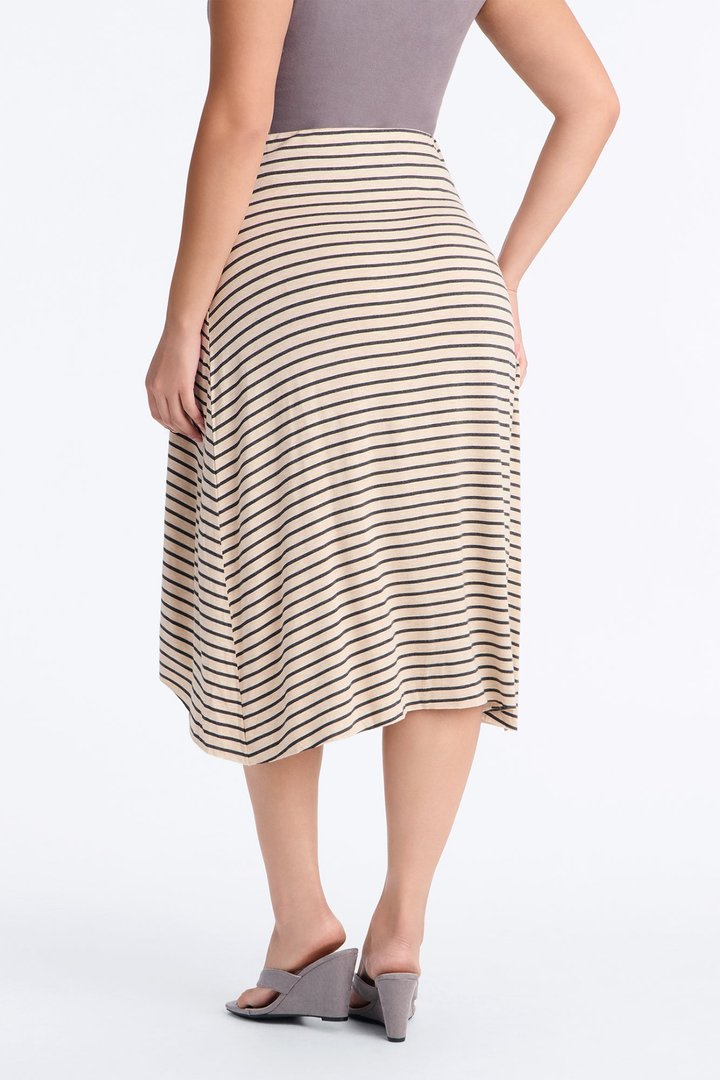 Collette Stripe Draped Midi Skirt - Ivory/combo