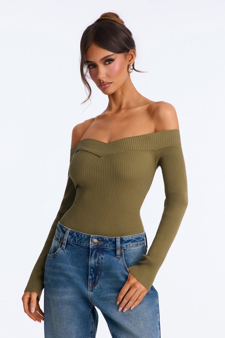 Sam Sweater Bodysuit - Olive