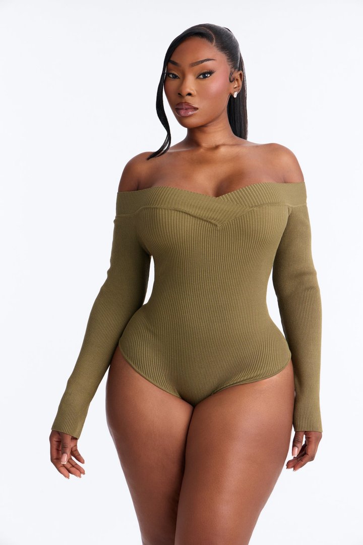 Sam Sweater Bodysuit - Olive