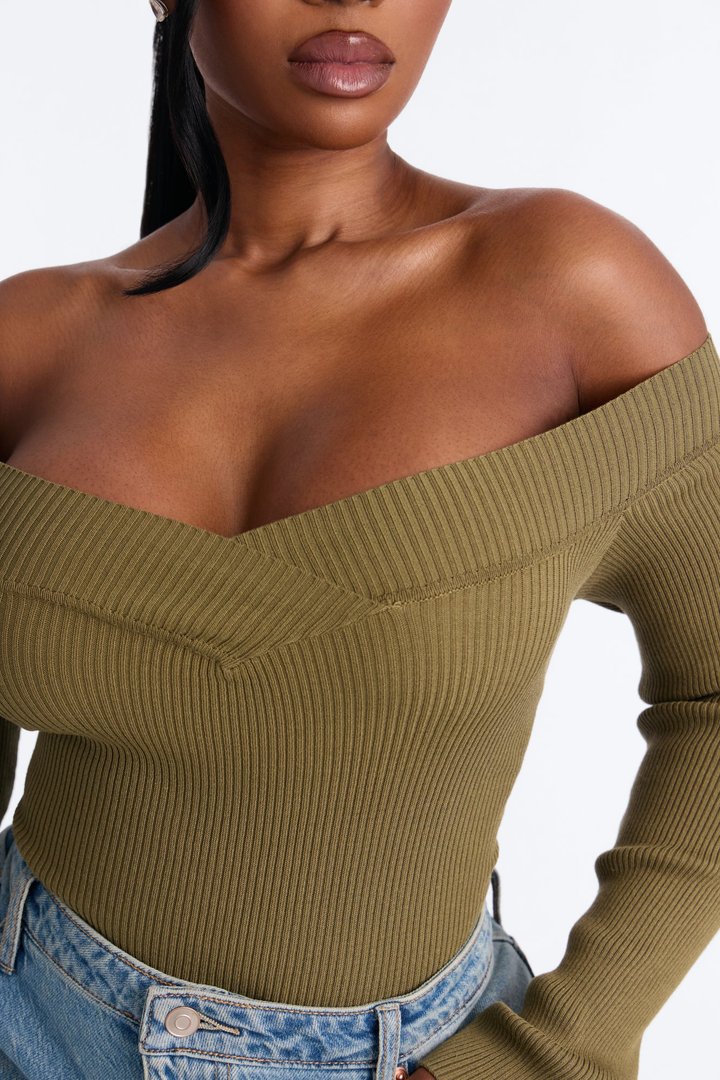 Sam Sweater Bodysuit - Olive