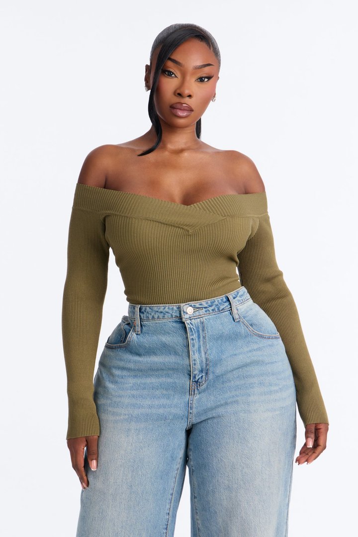 Sam Sweater Bodysuit - Olive