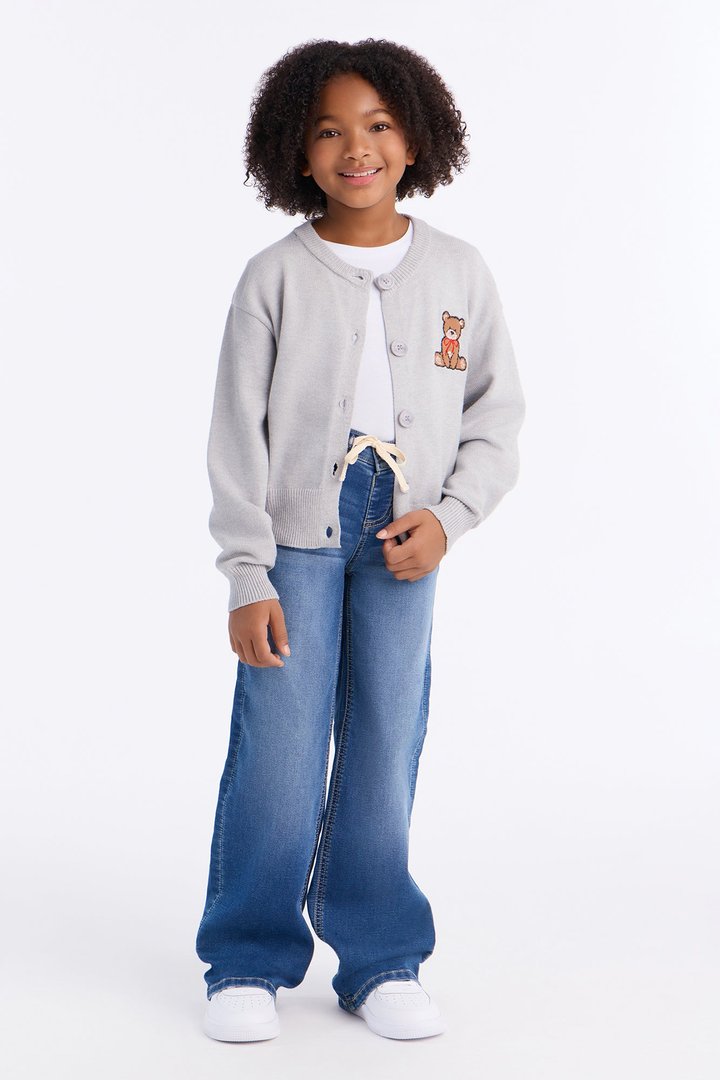 Mini Beary Nice To See You Cardigan - Heather Grey