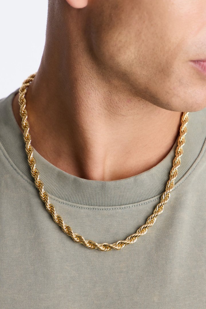 22″ Rope Chain 7 MM Necklace - Gold