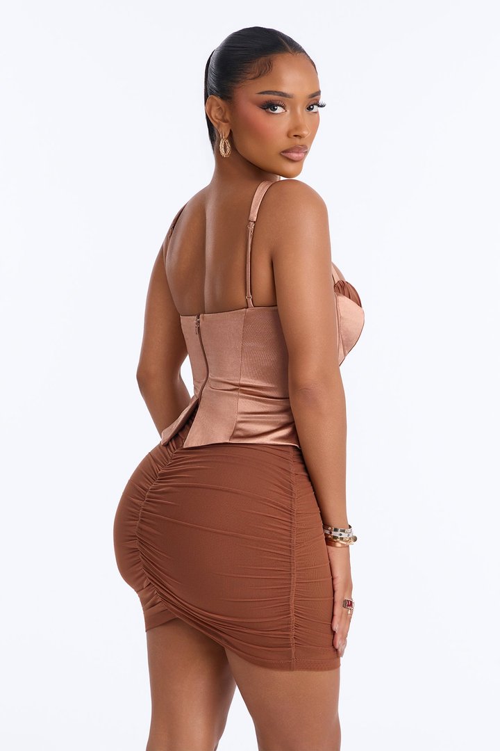 Josephine Ruched Corset Mini Dress - Bronze