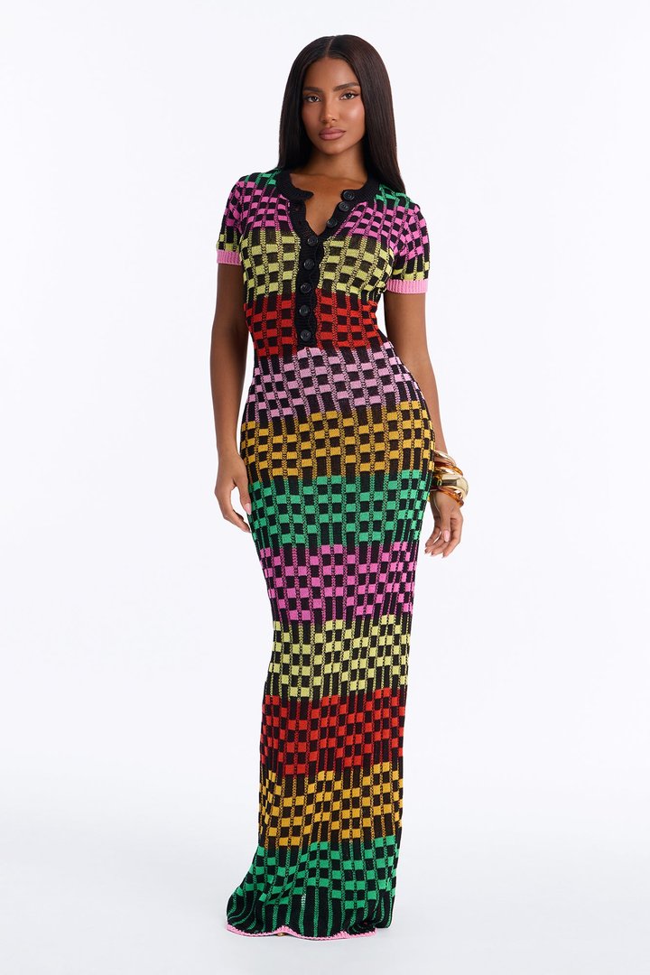 Rosie Striped Sweater Maxi Dress - Black/combo