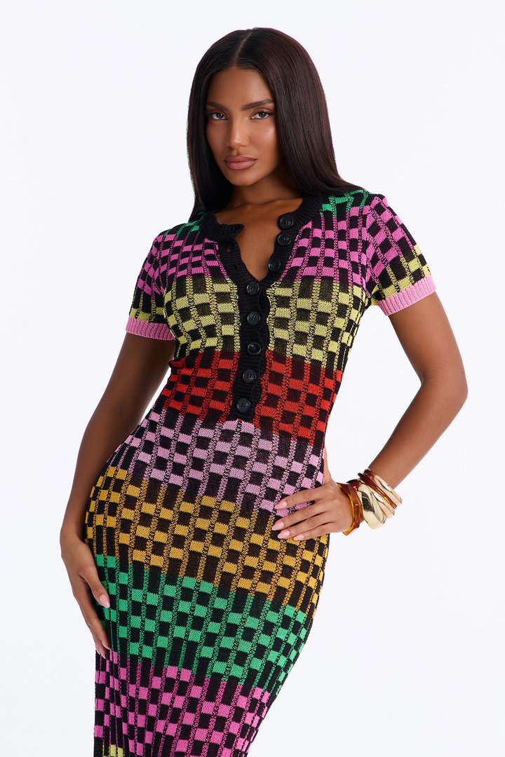 Rosie Striped Sweater Maxi Dress - Black/combo