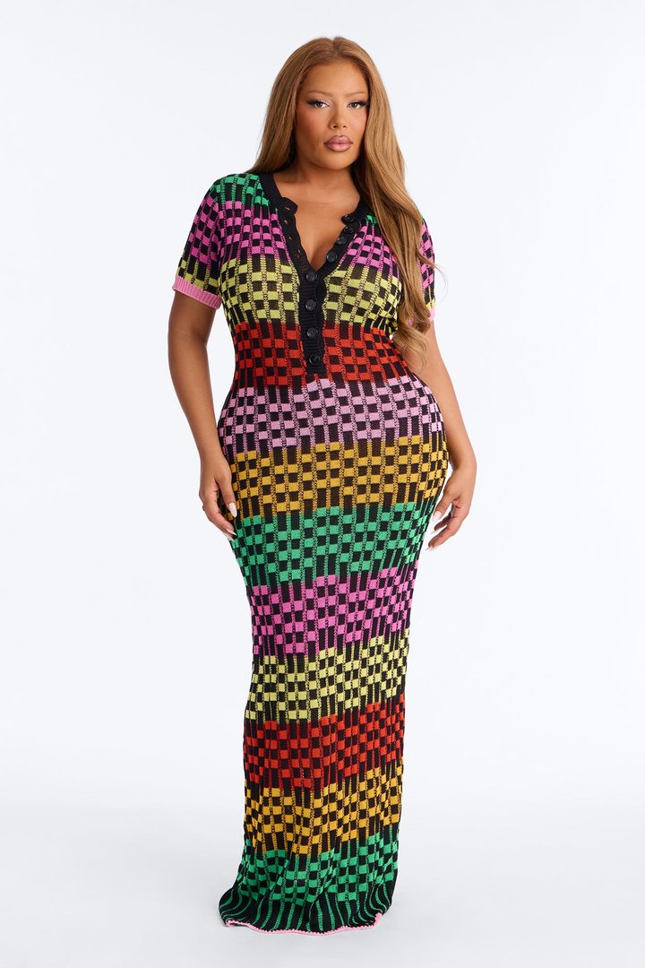 Rosie Striped Sweater Maxi Dress - Black/combo