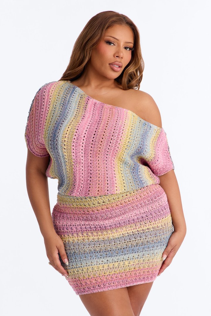 Jayla One Shoulder Sweater Mini Dress - MultiColor