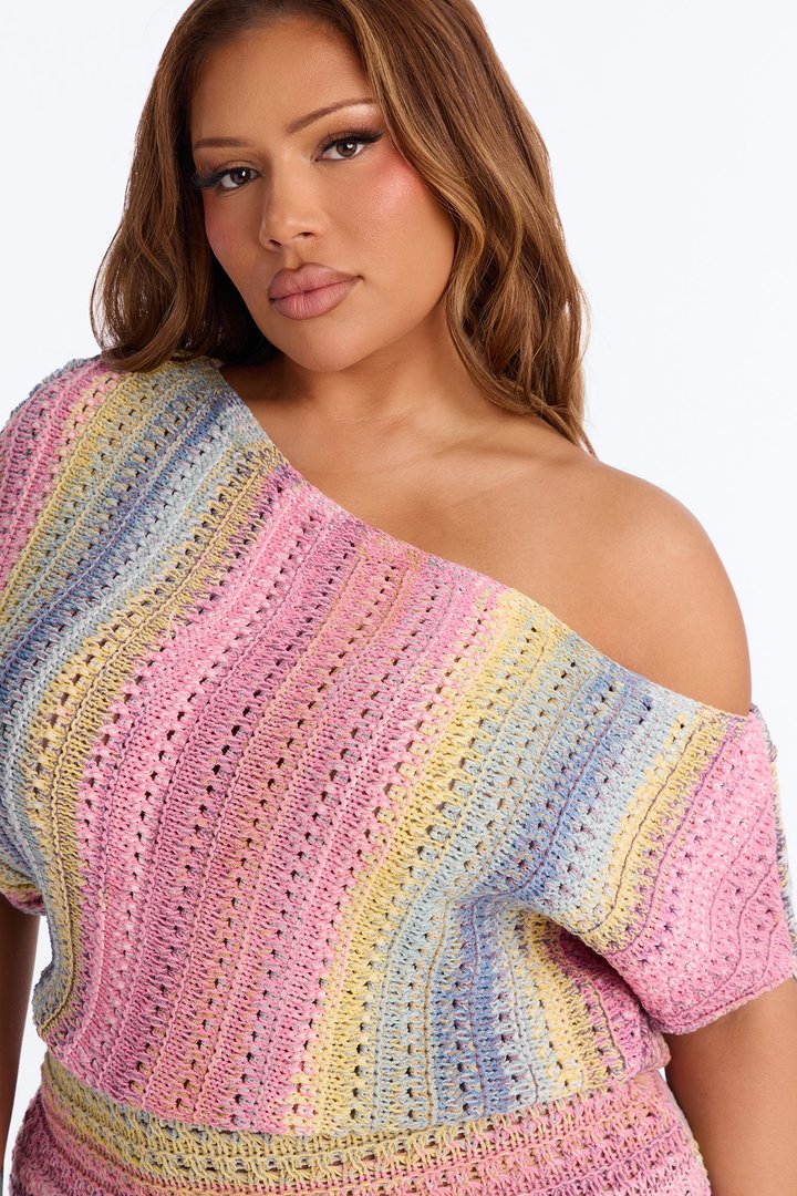 Jayla One Shoulder Sweater Mini Dress - MultiColor
