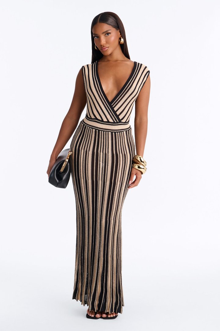 Cabana Crush Crochet Maxi Dress - Taupe/combo