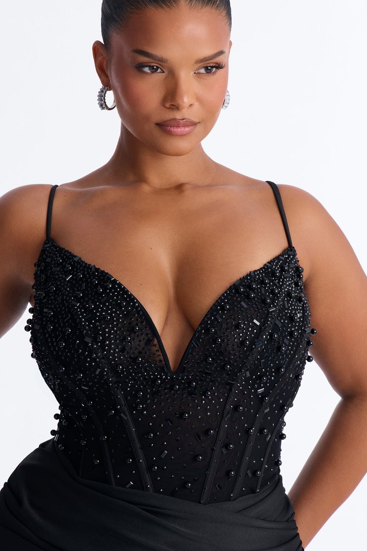 Players Charm Embellished Maxi Gown - Black