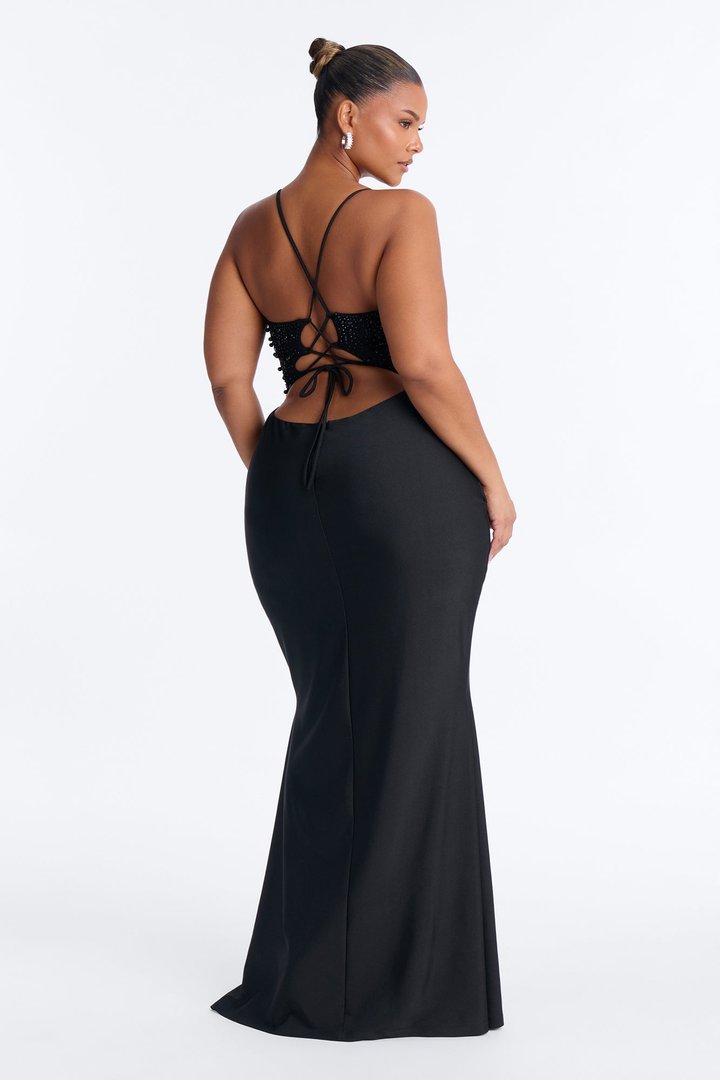 Players Charm Embellished Maxi Gown - Black