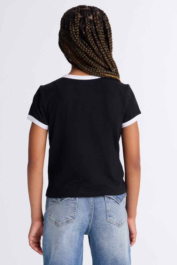 Mini Awesome Day Short Sleeve Ringer Tee - Black
