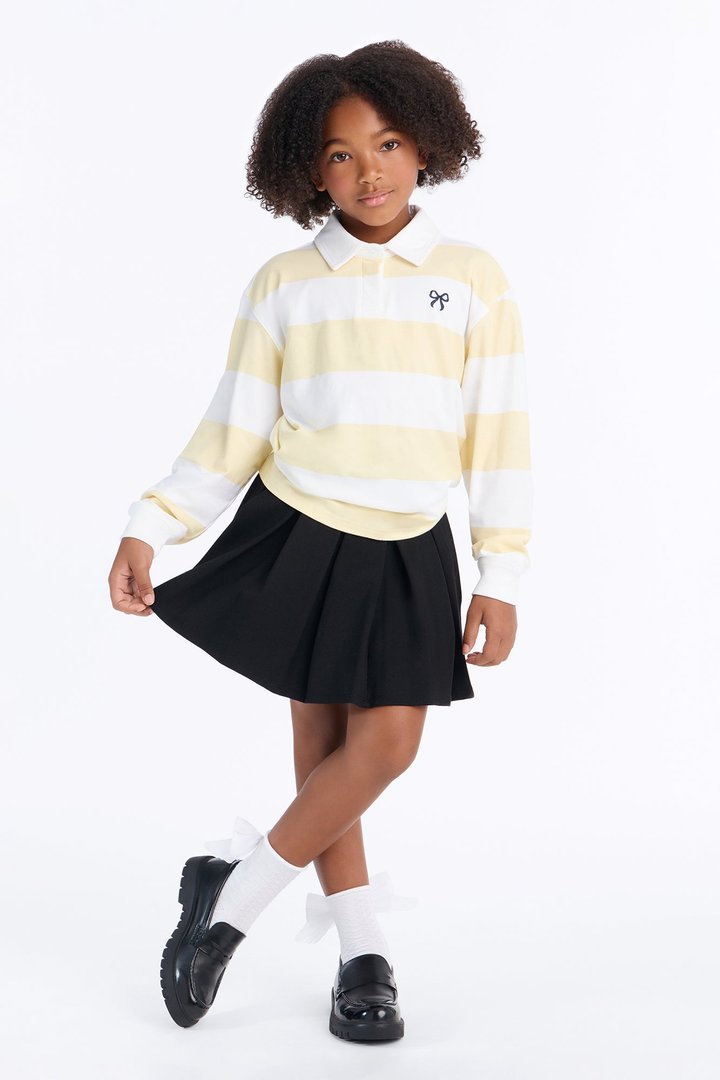 Mini Be Kind Long Sleeve Polo - Yellow/combo
