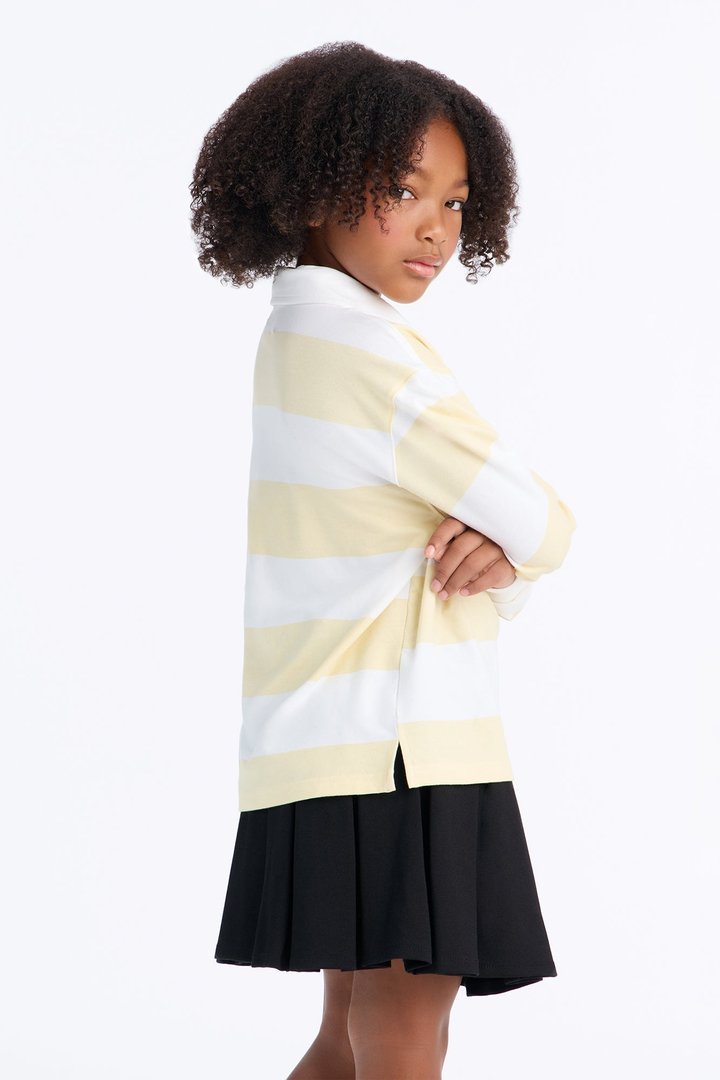 Mini Be Kind Long Sleeve Polo - Yellow/combo