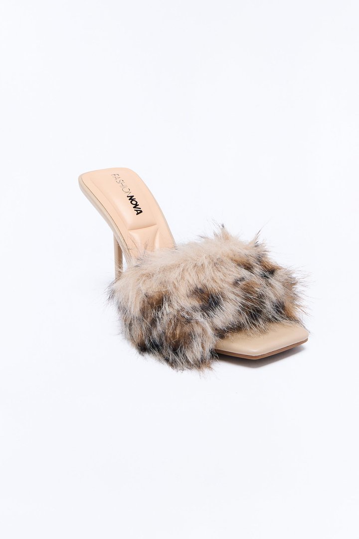 Margaret Fur Trim Heels - Nude