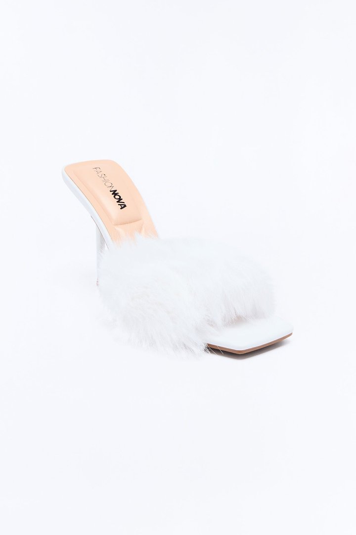 Margaret Fur Trim Heels - White