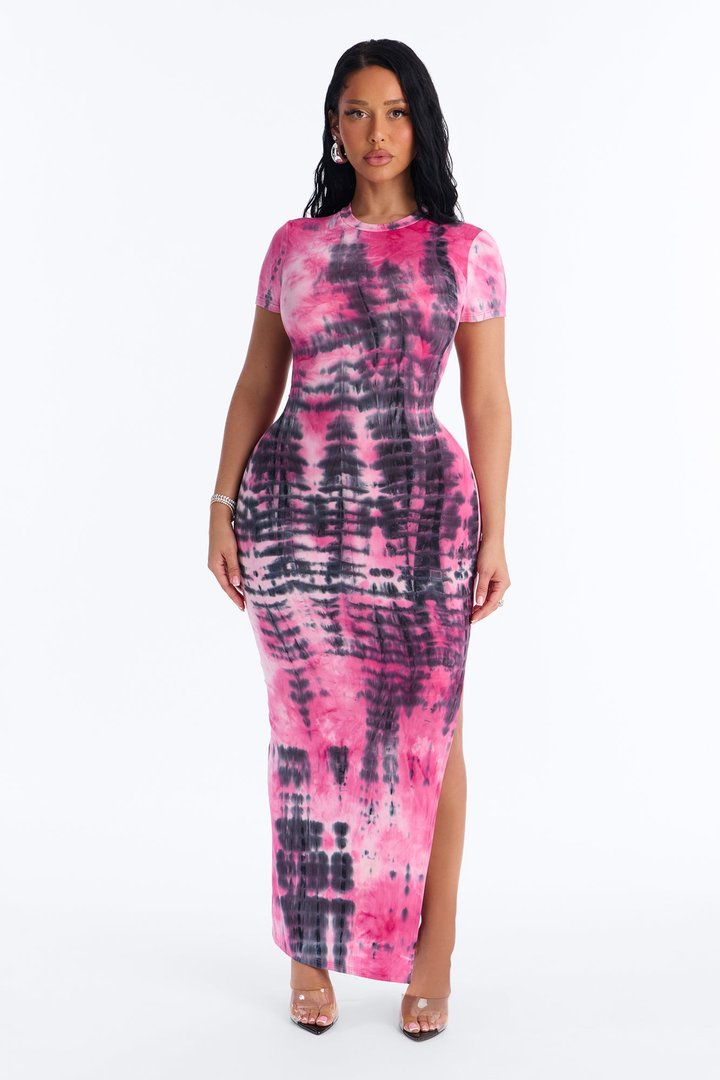 Raven Tie Dye Maxi Dress - Pink/combo