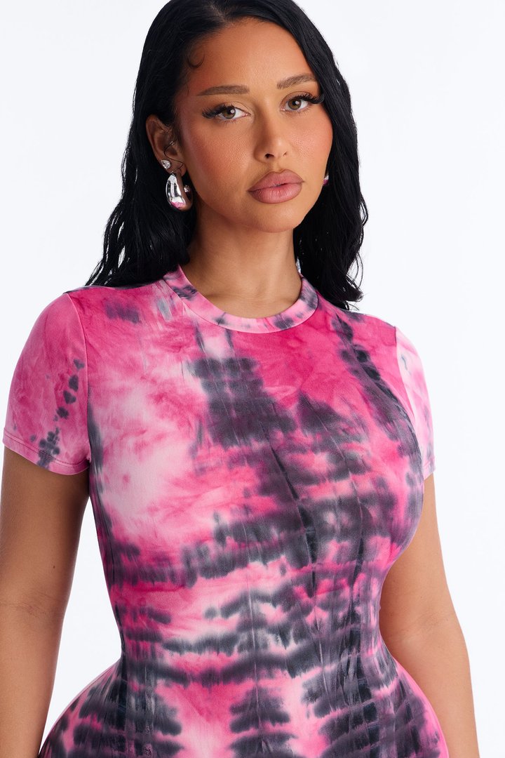 Raven Tie Dye Maxi Dress - Pink/combo
