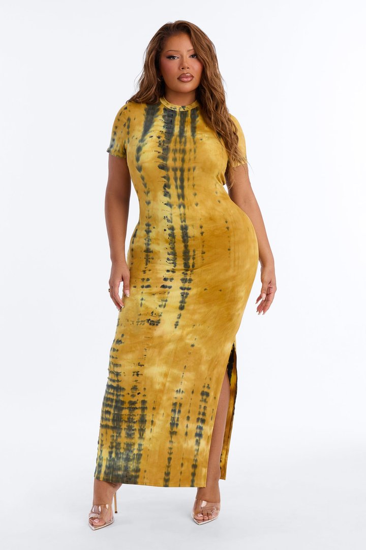 Raven Tie Dye Maxi Dress - Yellow/combo