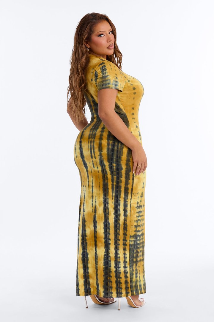 Raven Tie Dye Maxi Dress - Yellow/combo