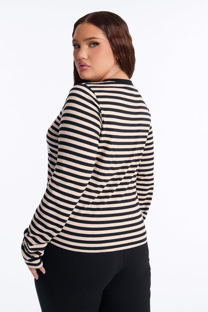Shelby Striped Long Sleeve Tee - Tan
