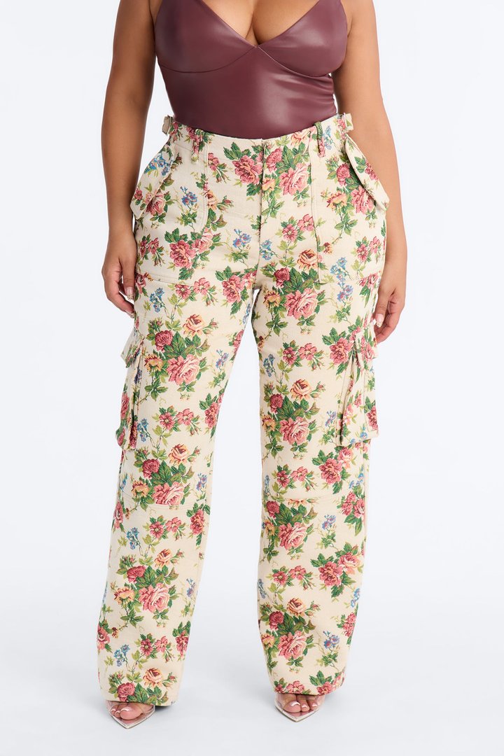 Expensive Taste Jacquard Cargo Pant - Ivory/combo