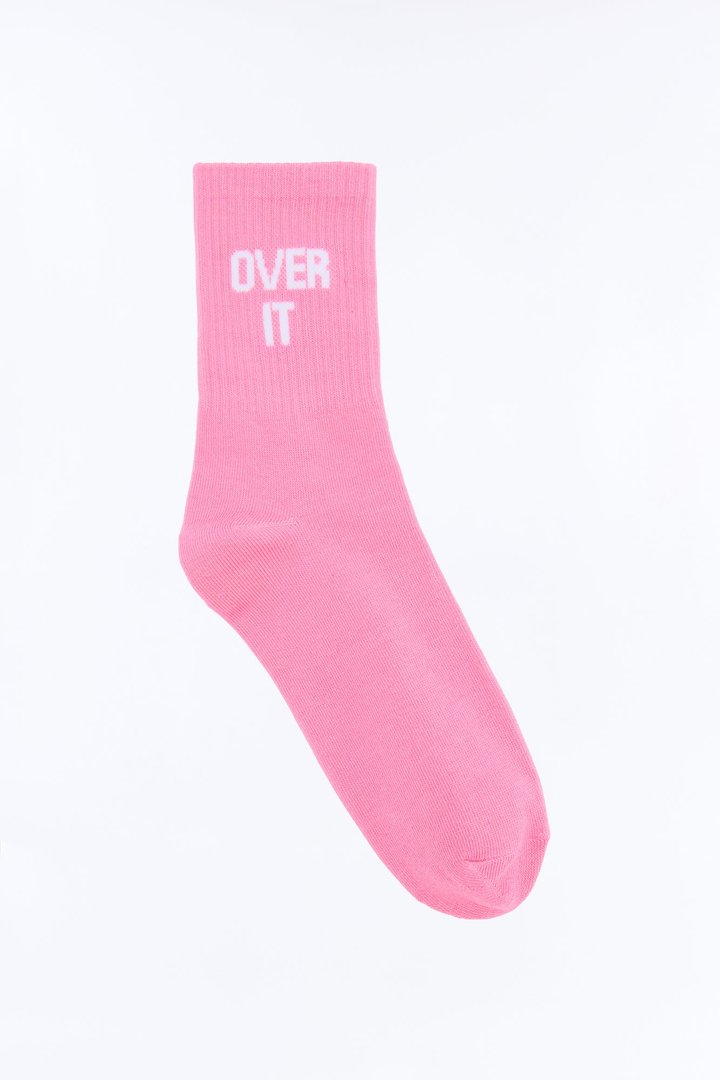 So Over It Crew Socks - Pink/combo