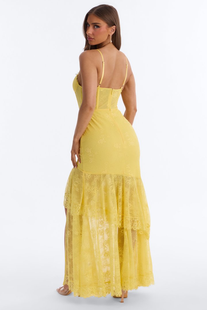 Take Me Out Lace Gown - Yellow