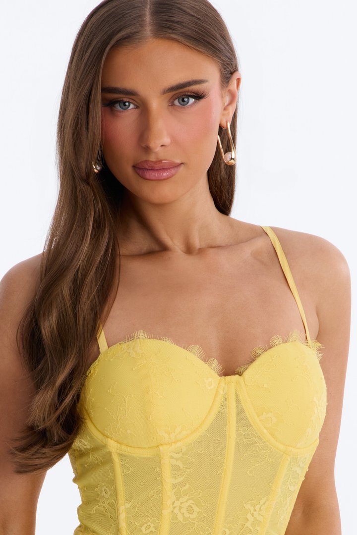 Take Me Out Lace Gown - Yellow