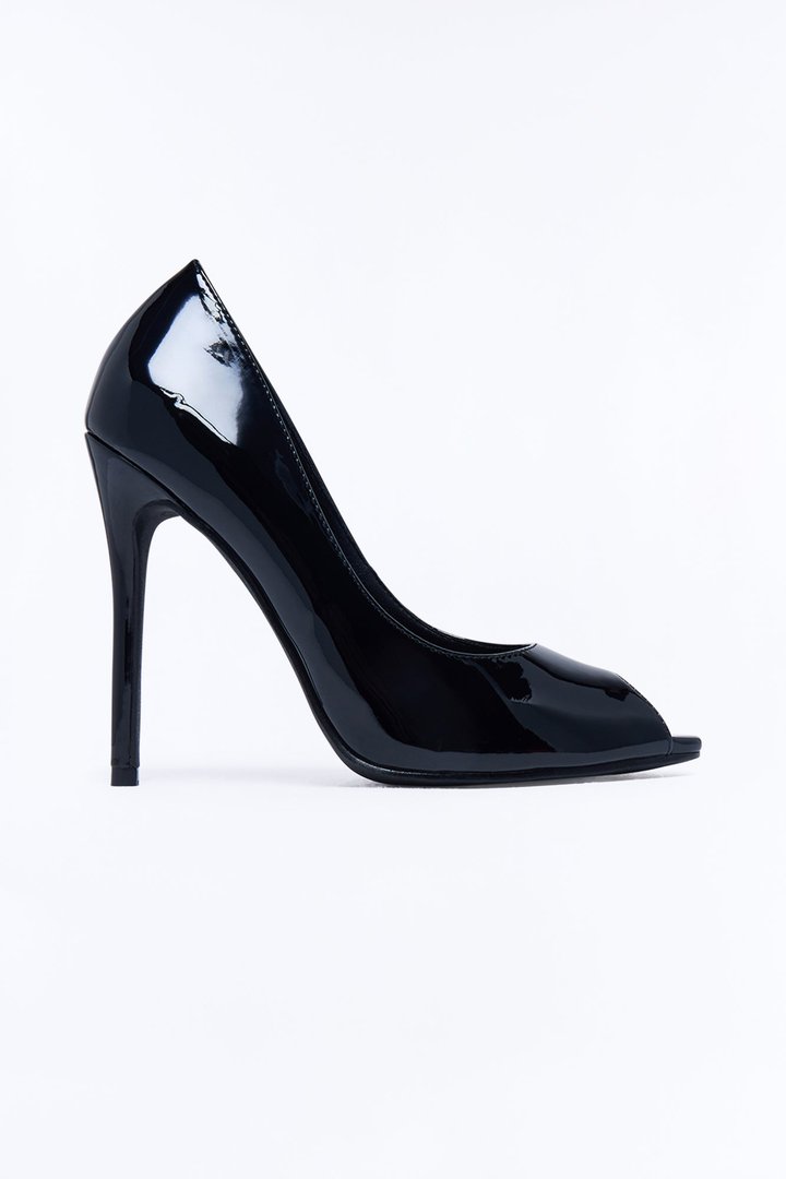 Cleo Patent Peep Toe Pumps - Black