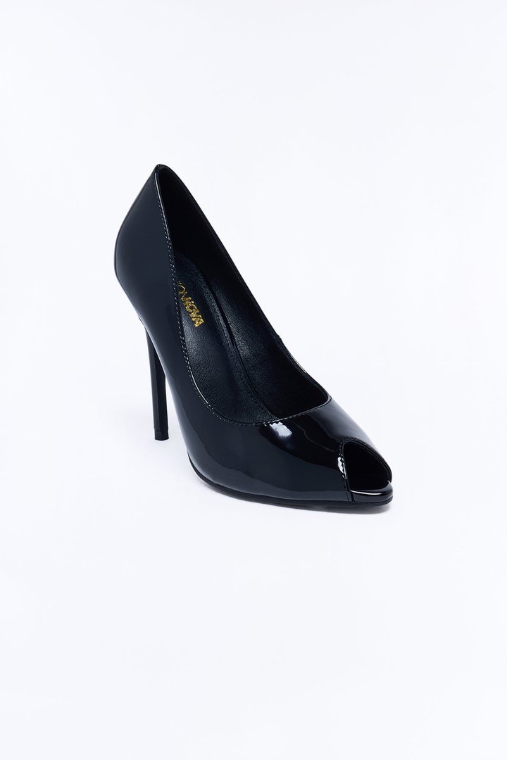 Cleo Patent Peep Toe Pumps - Black