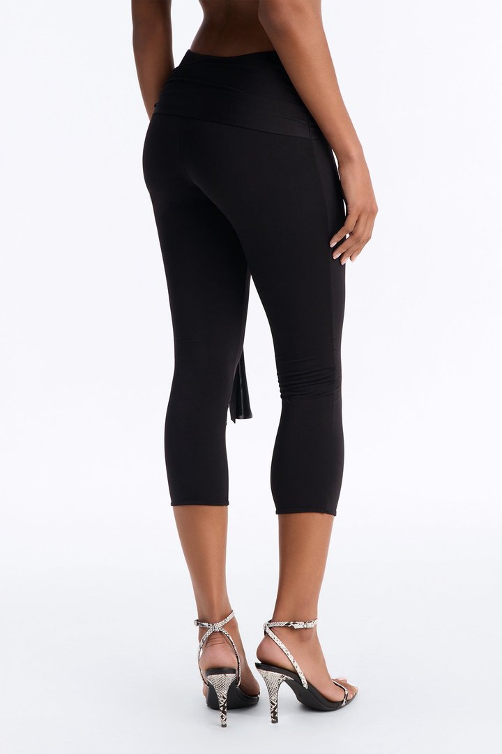 Avery High Rise Tie Waist Capri Legging - Black