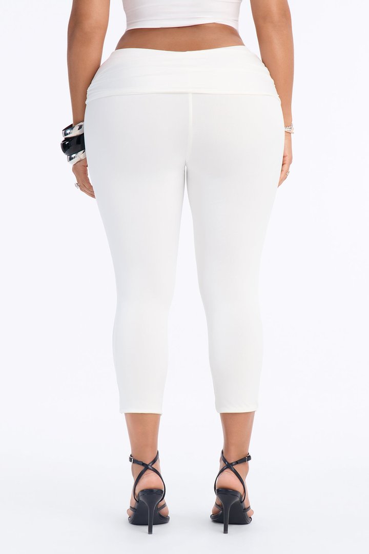 Avery High Rise Tie Waist Capri Legging - Ivory