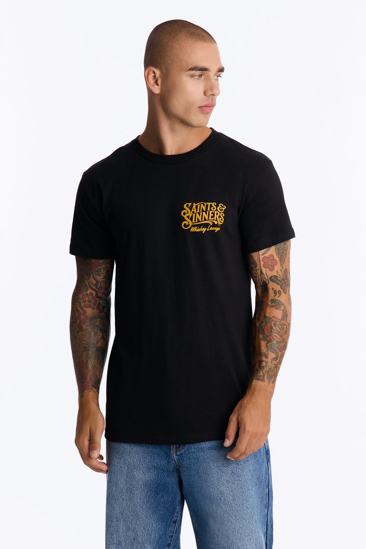 Saints & Sinners Whiskey Lounge Short Sleeve Tee - Black