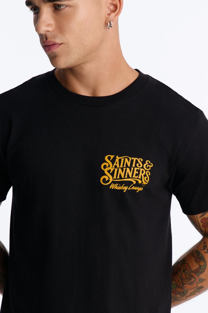 Saints & Sinners Whiskey Lounge Short Sleeve Tee - Black