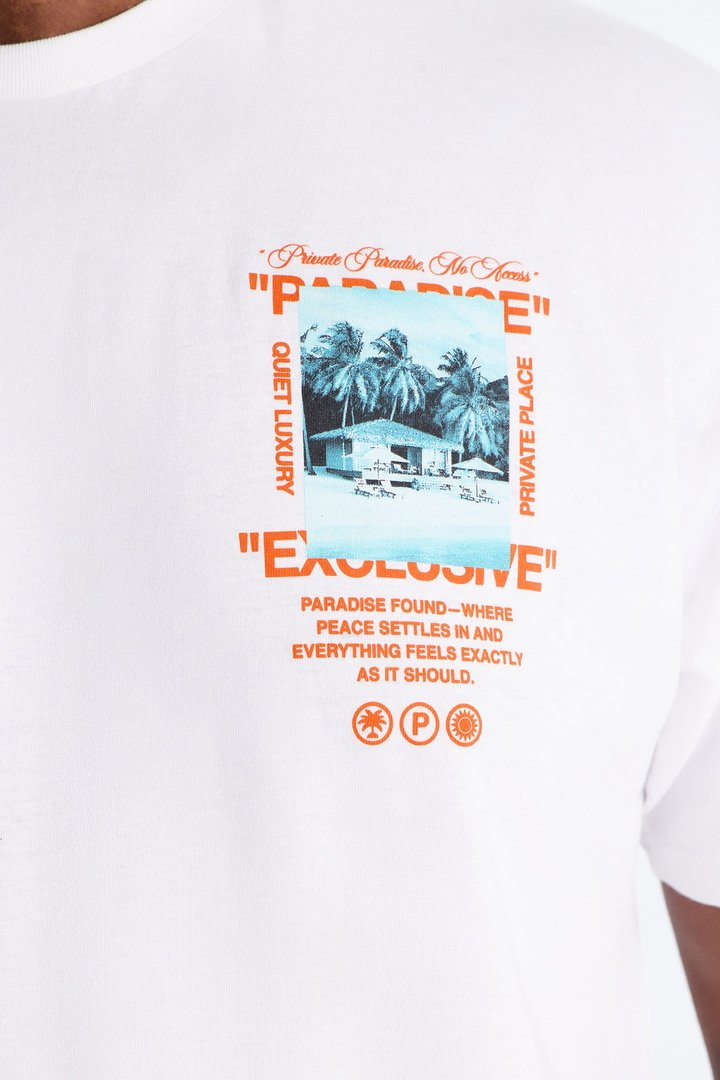 Private Paradise Found Oversized Short Sleeve Tee - White