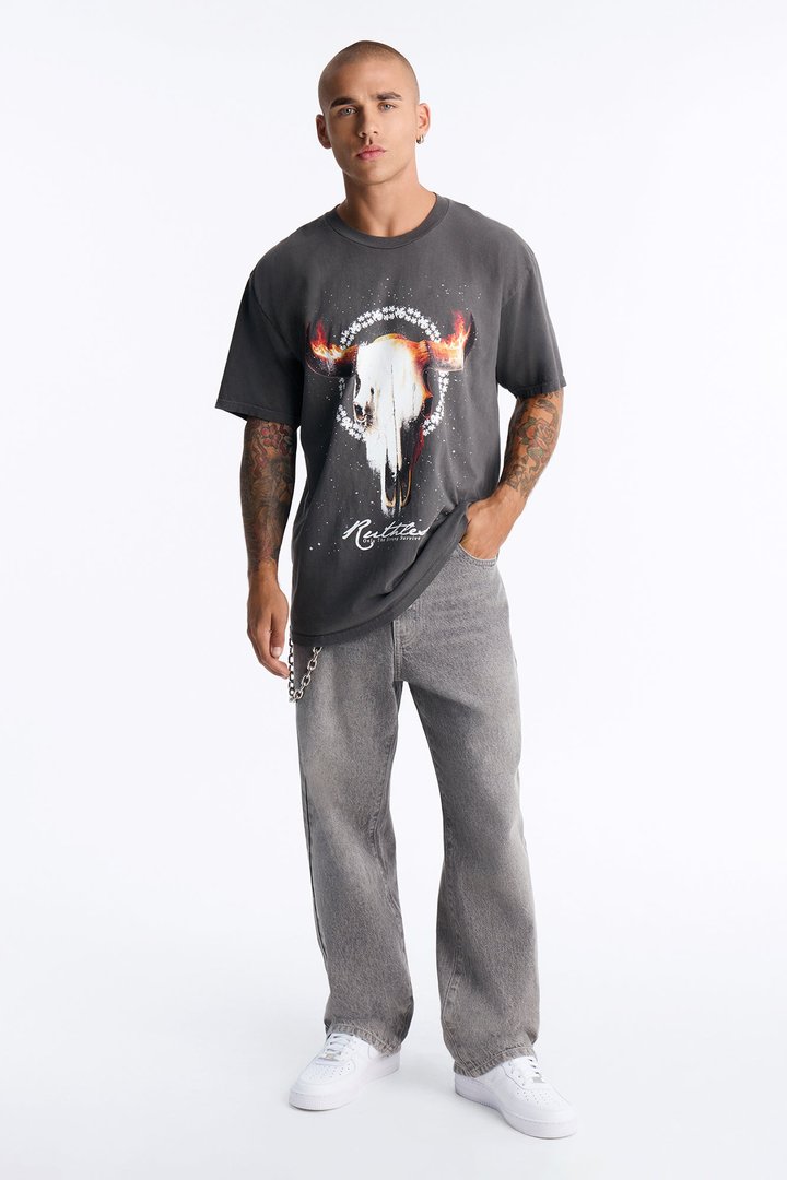 Ruthless Only The Strong Vintage Oversized Short Sleeve Tee - Black Wash