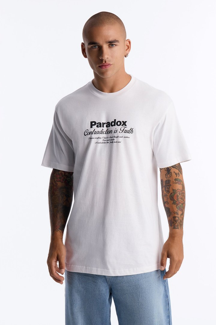 Paradox Contradiction Oversized Short Sleeve Tee - White