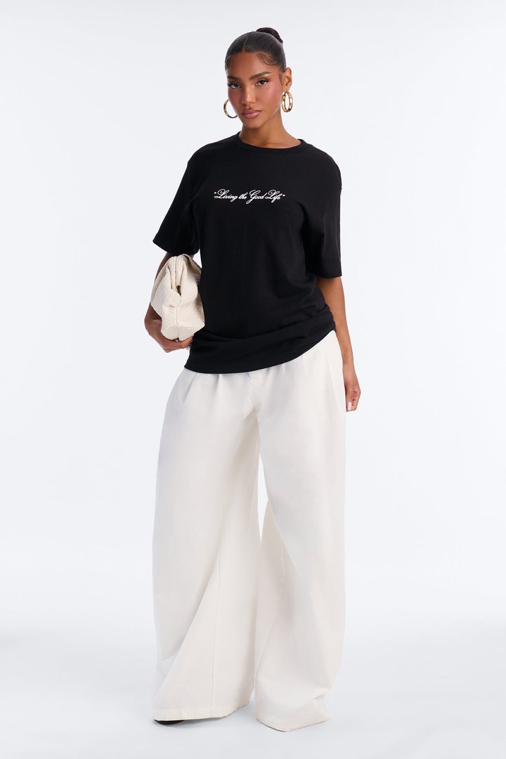 Living The Good Life Oversized Tee - Black
