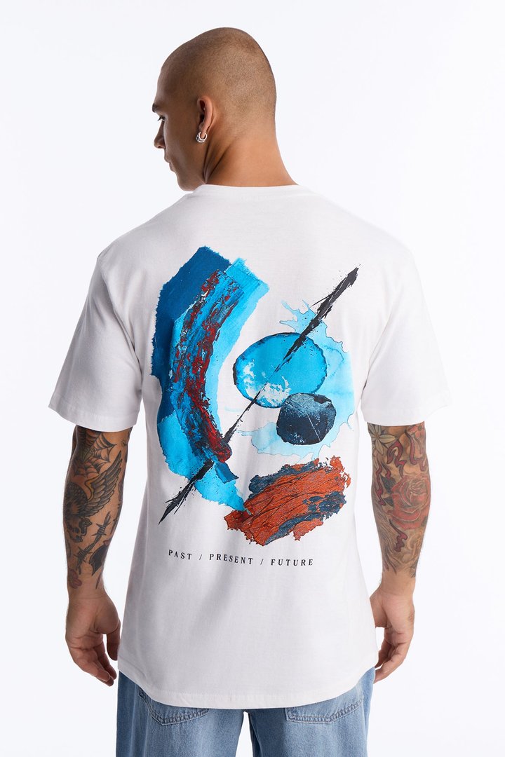 Past Present Future Oversized Short Sleeve Tee - White