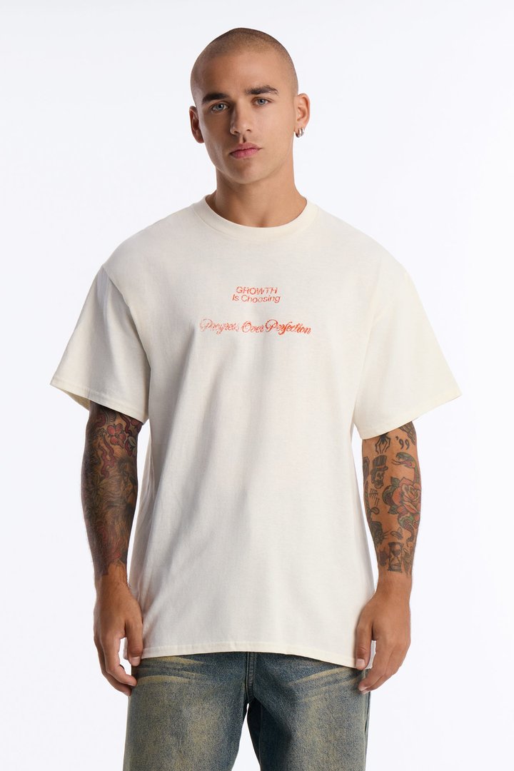 Progress Is Choosing Oversized Short Sleeve Tee - Cream