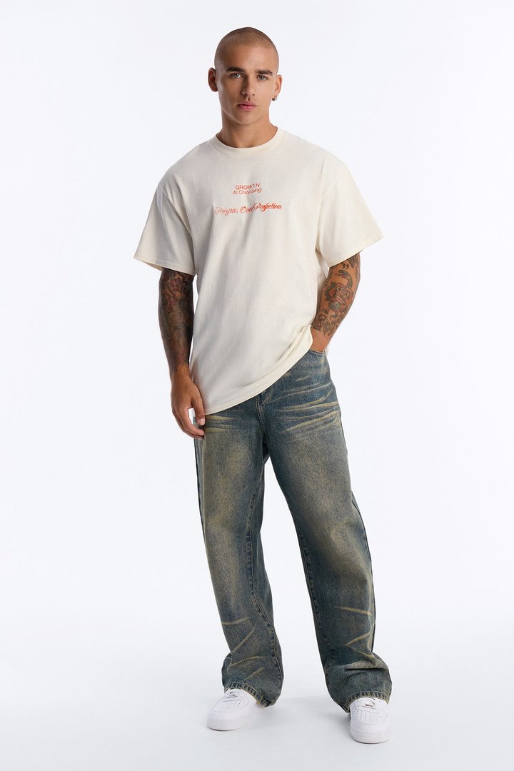 Progress Is Choosing Oversized Short Sleeve Tee - Cream