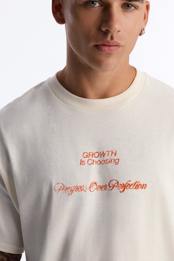 Progress Is Choosing Oversized Short Sleeve Tee - Cream