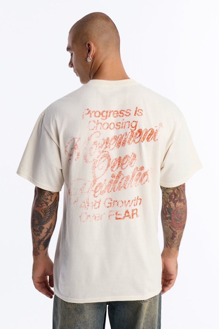 Progress Is Choosing Oversized Short Sleeve Tee - Cream