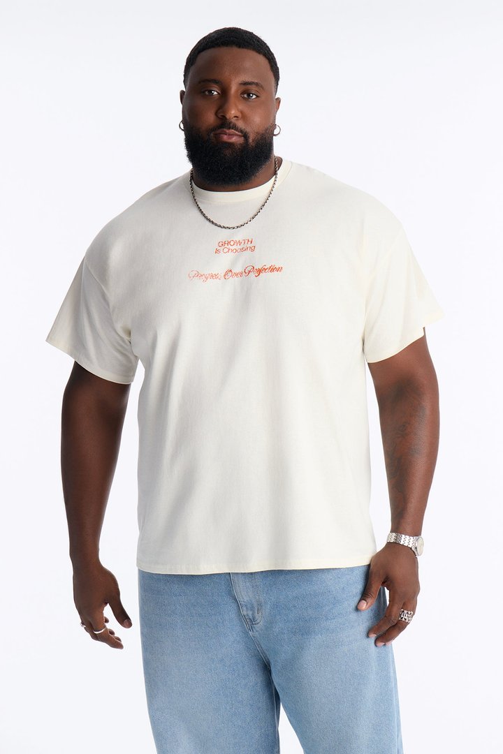 Progress Is Choosing Oversized Short Sleeve Tee - Cream