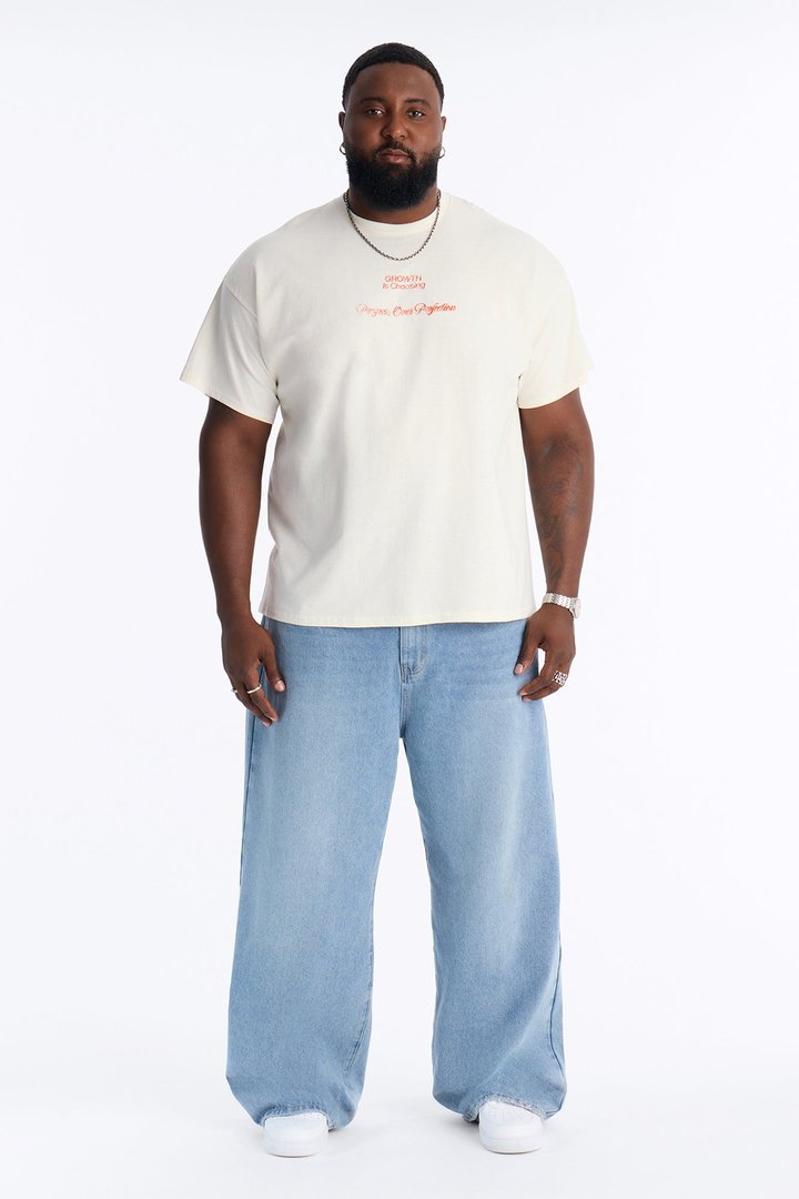 Progress Is Choosing Oversized Short Sleeve Tee - Cream