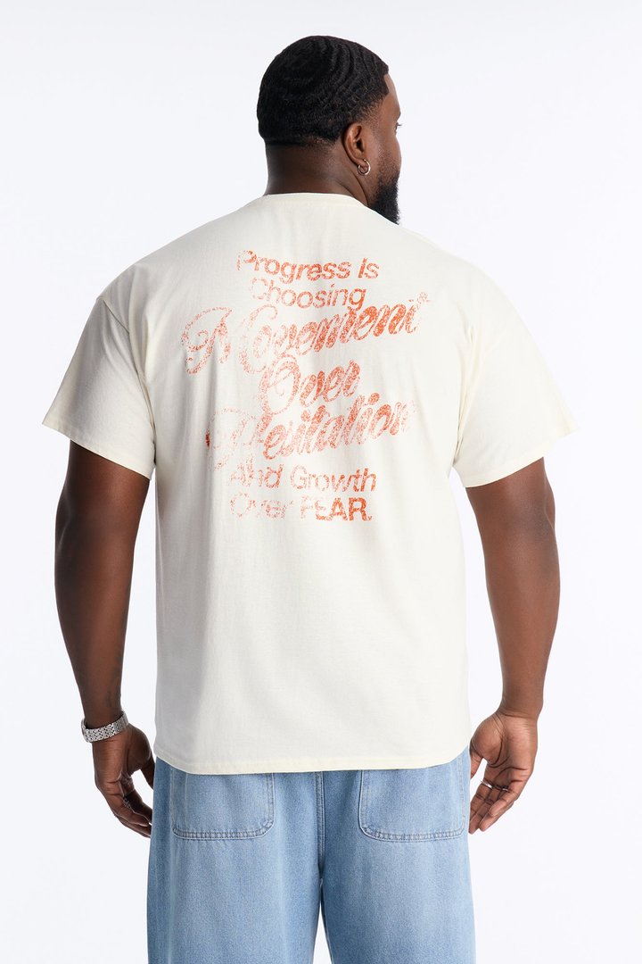 Progress Is Choosing Oversized Short Sleeve Tee - Cream