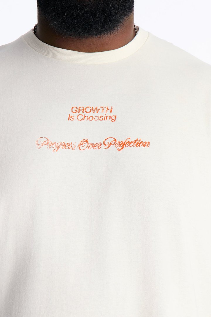 Progress Is Choosing Oversized Short Sleeve Tee - Cream