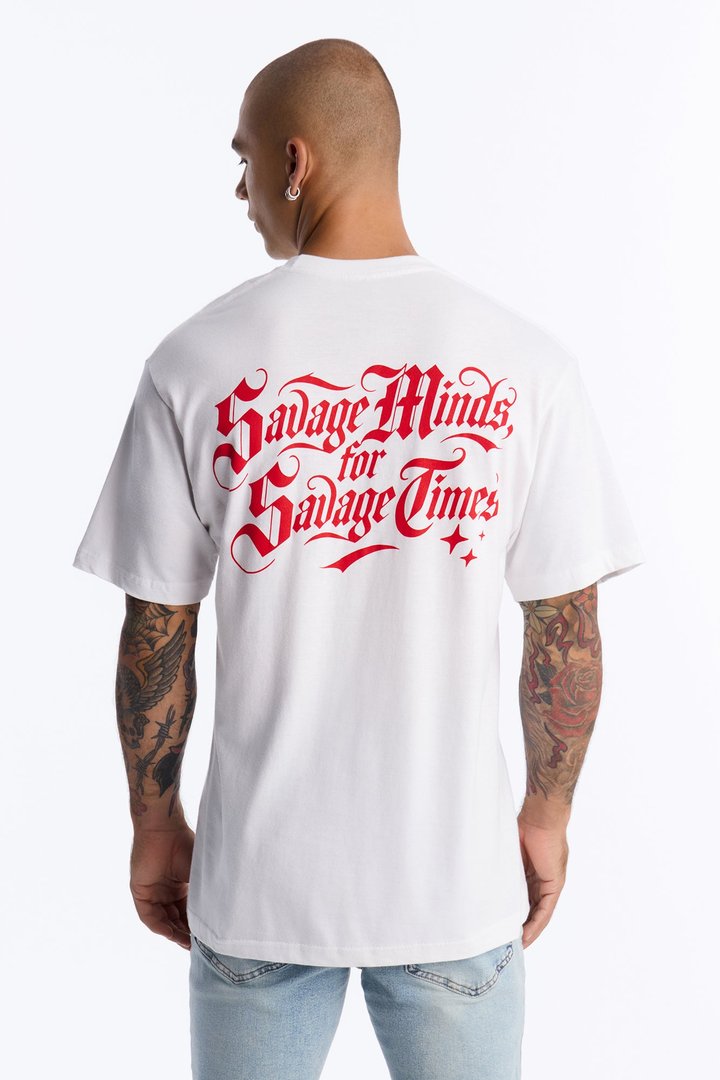 Savage Minds Oversized Short Sleeve Tee - White